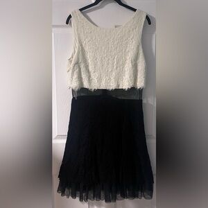 Betsey & Adam Illusion Embroidered and Tulle Cocktail Dress